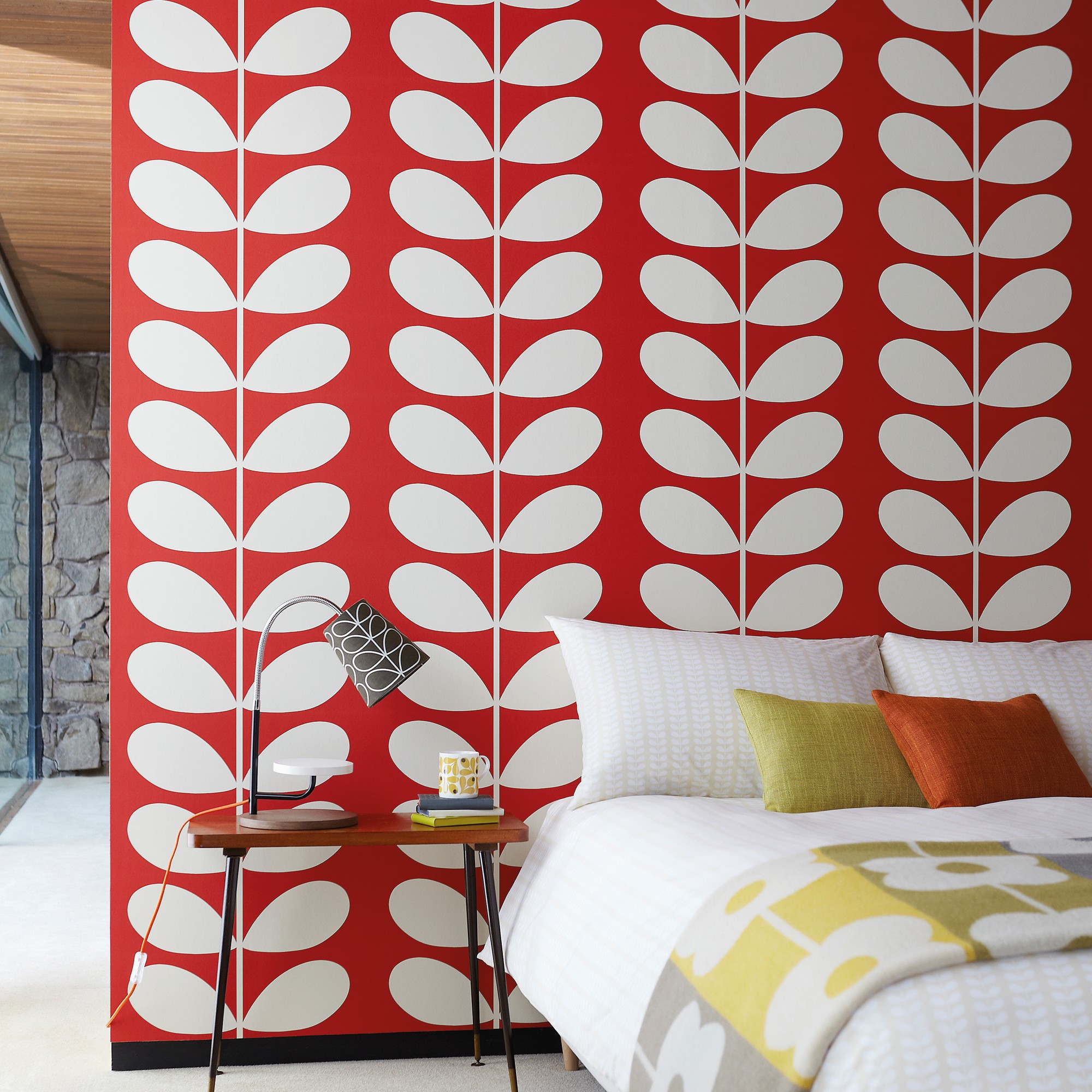 Giant Stem Wallpaper 110391 By Orla Kiely In Red